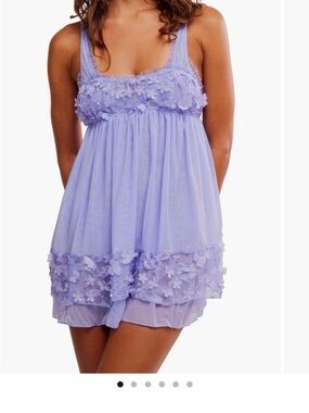 Free People Lavender Floral Lace Babydoll Chemise